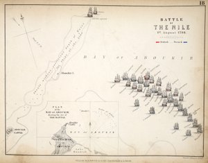 Mapa bitwy nad Nilem, opublikowana przez William Blackwood and Sons, Edynburg i Londyn, 1848 (rycina ręcznie kolorowana)